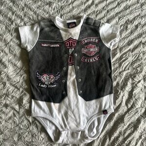 Harley-Davidson Baby Biker Vest Onesie in Black and White